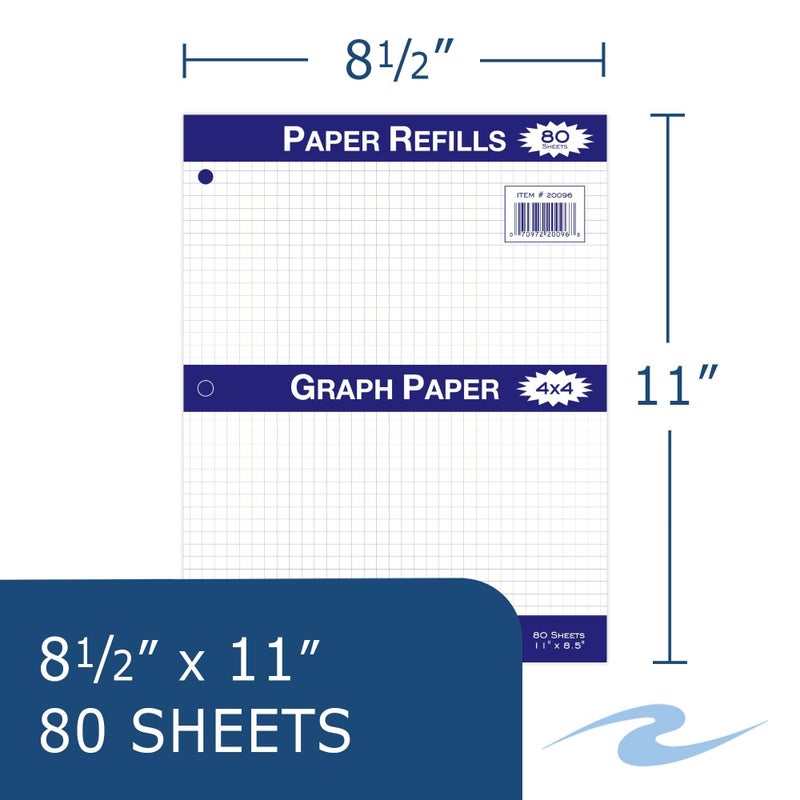 Roaring Spring Loose Leaf Paper, Notebook Filler Graph Paper, 11" x 8.5", 4x4 Grid, 80 Sheets, 3 Hole Punch - Image 2